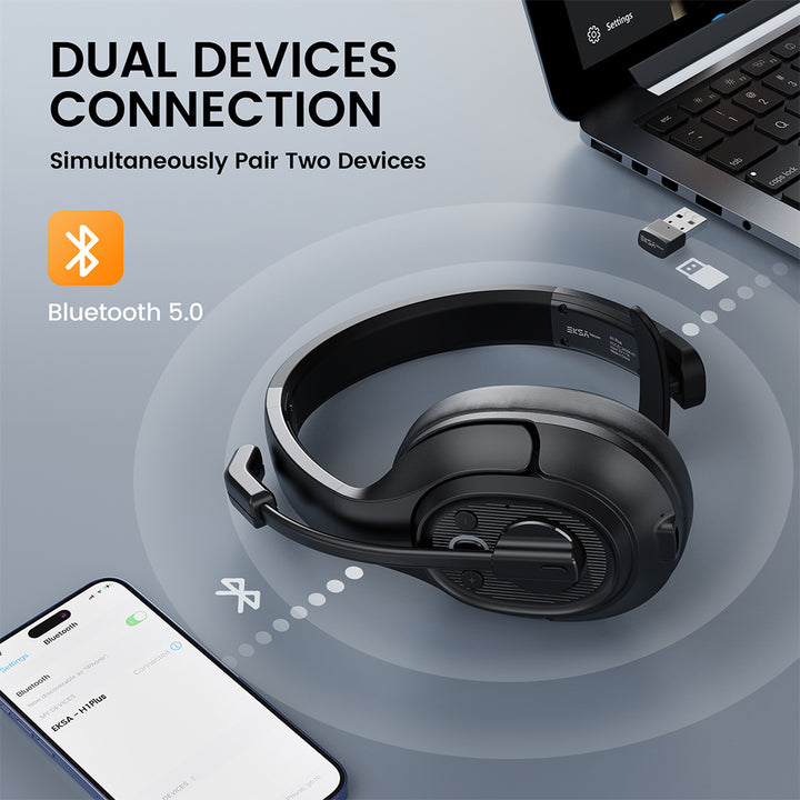 EKSAtelecom H1 Plus Bluetooth Wireless Trucker Headset With USB Dongle